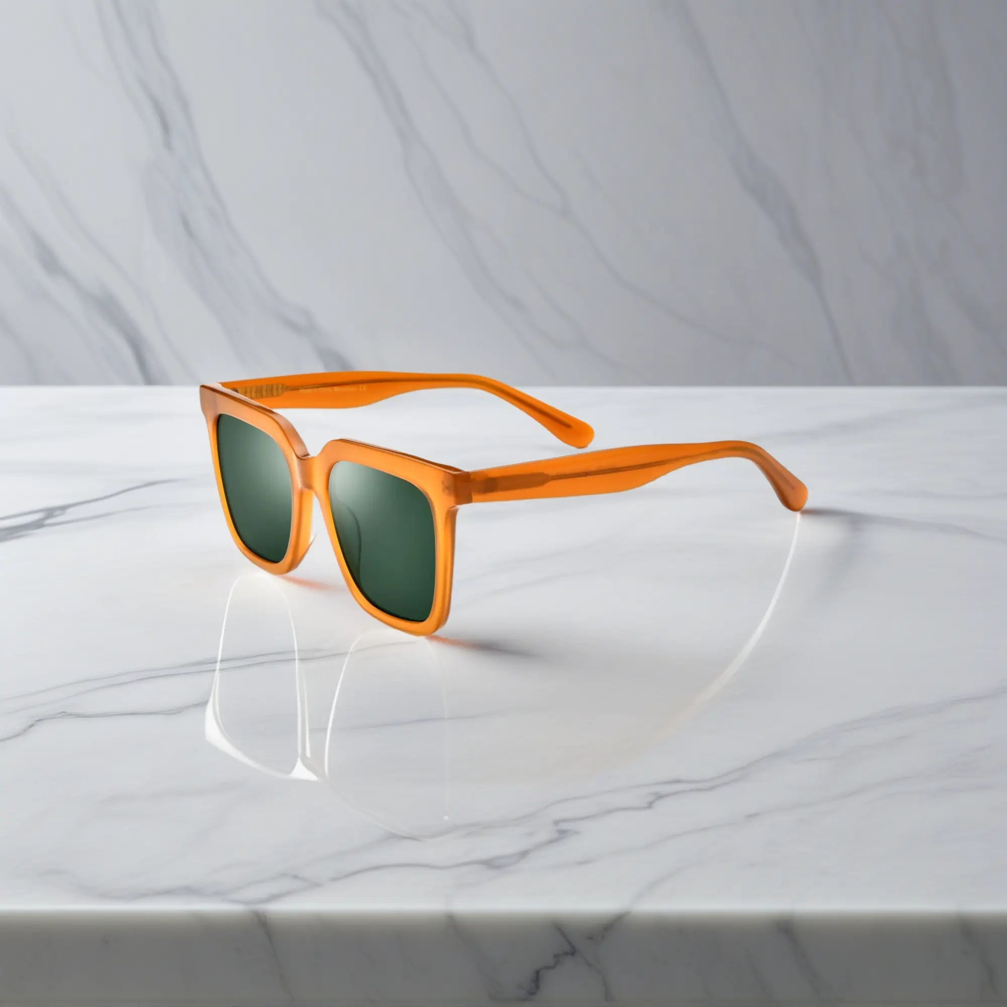 amber yellow acetate square sunglasses side view showing ergonomic nose pads and temples VoyueLens
